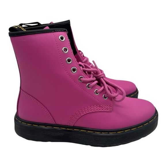 Dr Martens Zavala Combat Boots Women's Size 7 Pink Lace Up Ankle Doc - Brand New - Picture 1 of 9
